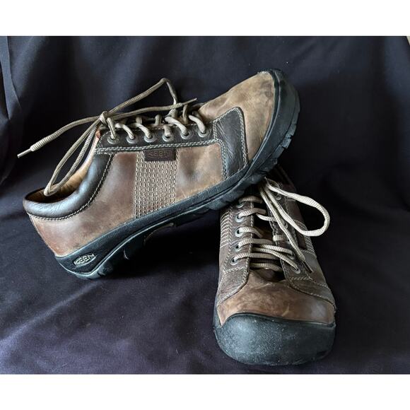 Men’s Keen Austin Brown Leather Wide Toe Box Comfort Lace Up, size 12 - Picture 1 of 5
